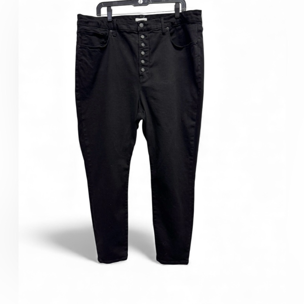 Good American Midnight Black Button Fly Denim Size 22